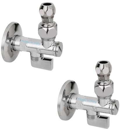 Prodotto Rubinetto Sottolavabo a Sfera Cromato con Leva in Alluminio, 1/2x10, Filtro Anticalcare Integrato, Corpo in Metallo, 2 Pezzi (Pezzi 2, Cromo Lucido)