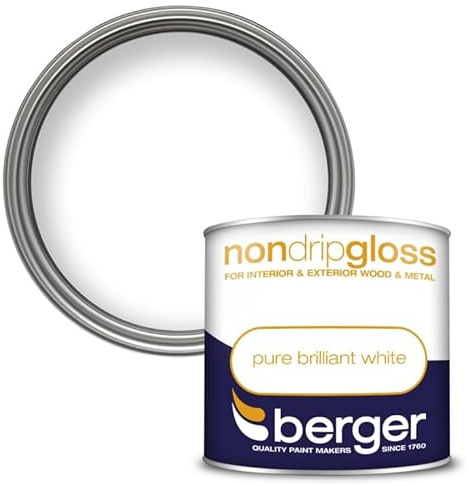 Non Drip Gloss Brilliant White Paint 250ml | High Shine Finish for Wood & Metal | Fast Drying, Non Yellowing, Hardwearing Interior & Exterior Gloss Paint