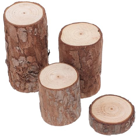 ASAKKURA Hamster Holzstümpfe 4 Stück Miniatur Baumrinden Dekorationen für Hamster Käfiggestaltung und Kleintier Zubehör als Kletterplattform
