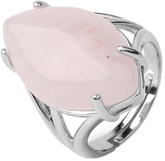 Natural Stone Rings For Women Adjustable - Personalized Oval Large Amethyst Agate Ring, Semi-Precious Stones Open Ring For Unisex