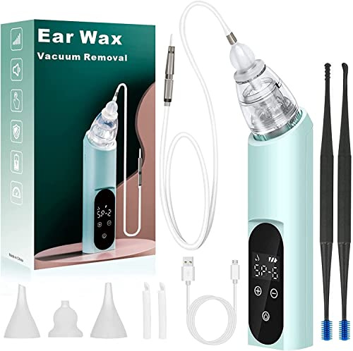 Ear Wax Vacuum Removal Tool, 6 Levels Electric Strong Suction Ear Wax Remover, USB Charge Ear Wax Vacuum Cleaner, Ear Wax Suction Remover Device for Adults and Kids (Green)