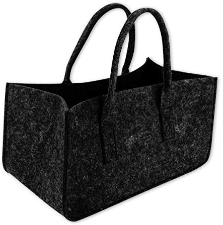 Close Up Filztasche Kaminholztasche Filzkorb Korb Kaminholzkorb Filz Zeitungsständer Einkaufstasche Shopper Zeitungskorb, ca. 50 x 25 x 25 cm (Anthrazit)