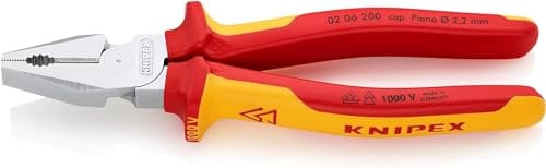 KNIPEX Kraft-Kombizange isoliert mit Mehrkomponenten-Hüllen, VDE-geprüft verchromt 200 mm, 02 06 200
