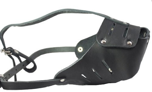 Dogs My Love Echt Leder Käfig Korb Sicher Maulkorb für Hunde # 130 Schwarz – Rottweiler, Boxer (Umfang 34,3 cm Schnauze Länge 8,9 cm)