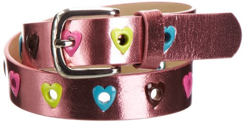 Playshoes Mädchen Gürtel 601330 Mädchen Glitzer Gürtel mit Herzchen, Gr. 55, Mehrfarbig (pink)