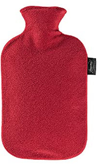 Fashy 6530 42 Wärmflasche, 2.0 L, Vliesbezug, Thermoplast, cranberry