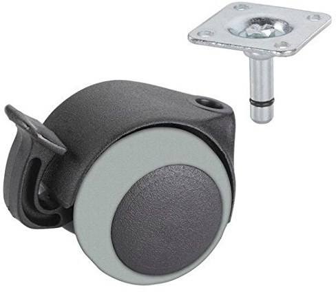 4 Stk Parkett Doppelrolle Möbelrolle 50mm schwarz mit Feststellbremse
