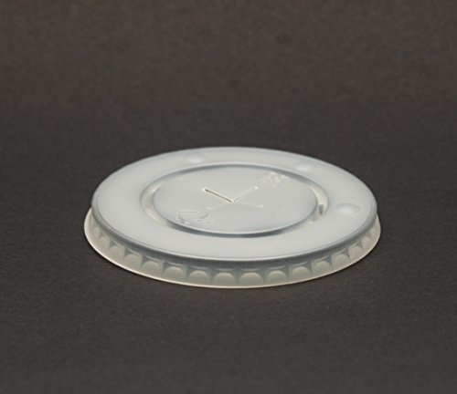 90mm Disposable Plastic Cold Drink Catering Paper Cups Straw Slot Lids - Pack of 500