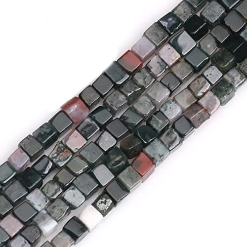 SHGbeads Indischer Achat-Edelstein, lose Perlen, natürlich, quadratisch, Würfel, 4 mm, Kristall-Energiestein, Heilkraft für Schmuckherstellung, 38,1 cm