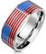 Tapsi´s Coolbodyart® Fingerring Statement Bandring Edelstahl 316L Silber US Flagge Emailliert Größe 57(18)