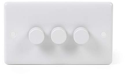 Lieber Silk White 3 Gang 2 Way Trailing Edge LED Dimmer Switch 250W - Curved Edge | Soft Start Technology