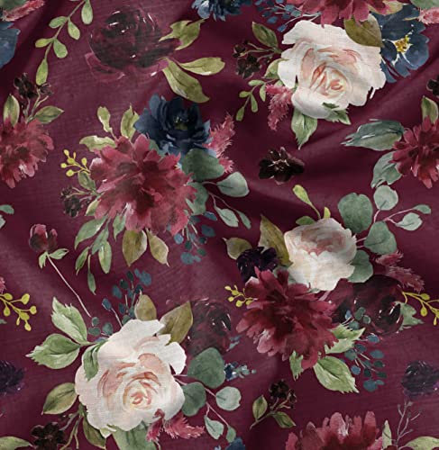 Soimoi Rot Baumwolle Batist Stoff Blutter & Pfingstrose Blumen- Stoff Meterware 56 Zoll breit