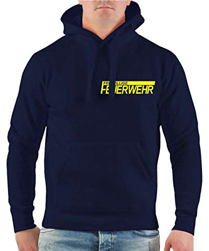 Spaß Kostet Herren Kinder Kapuzenpullover FFW Freiwillige Feuerwehr mit Neongelb Druck