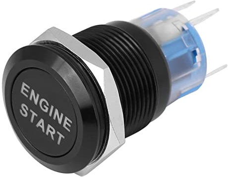 Pulsante avviamento motore senza chiave auto con interruttore di accensione accensione impermeabile 12V(Scocca in lega di alluminio nero zinco),Interni automobilistici,interruttore dell'auto