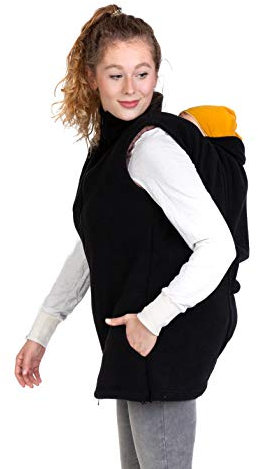 Viva la Mama - Trageweste Fleece für vorn und hinten tragen - Ergänzung Tragejacke Winter - RERIK Plus - schwarz - M