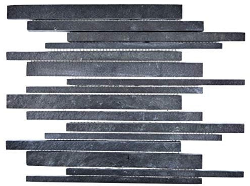 Mosaik Fliese Schiefer Naturstein Stäbchen Schiefer Wandverkleidung Wandverblender schwarz MOS34-0225_f