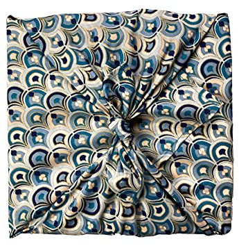 Furoshiki-Stoff-Geschenkverpackung, wiederverwendbare einseitige Stoffverpackung mit dem ikonischen blauen, errötenden und goldenen Art-Déco-Muster der Marke, für Geschenke und andere Zwecke