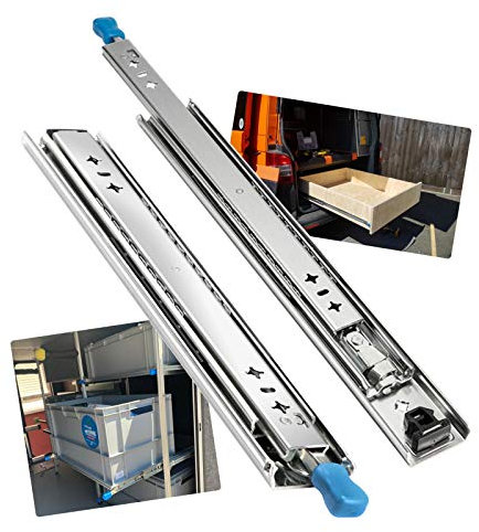 Schwerlastauszug 600 800 1000 1200 1500mm, Schienen Vollauszug Schubladen Teleskopschienen Mit Verriegelung, Schwerlast Schubladenschienen Bodenmontage ( Color : With lock , Size : 800mm(32 inch) )