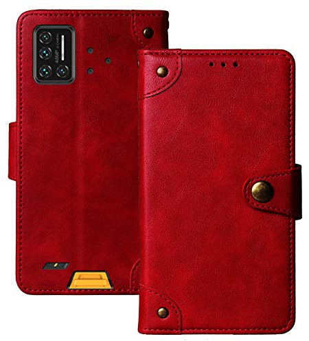 Lankashi Flip Brief Tasche Case Schütz Hülle Für UMIDIGI Bison/Bison 2021 6.3 Echt Leder TPU Silikon Schale Stand Handy Abdeckung Premium Wallet Cover Etui Handyhülle Schutzhülle (Rot)