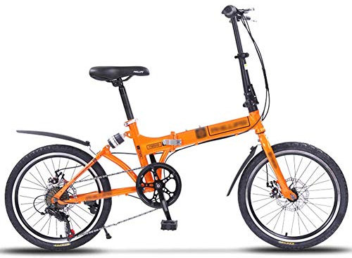 JHNEA 20 Zoll Faltrad Klapprad, Kohlenstoffstahlrahmen Fahrrad Klappfahrrad mit Schutzbleche und Komfortsattel Campingrad Citybike,Orange