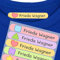 50 Etiquetas termoadhesivas personalizadas para marcar la ropa de los niños. Pegatinas para planchar, resistentes a lavadora y secadora. Tamaño 6 x 1 cm. (Formas)