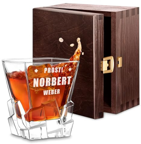 Maverton Whisky Glas 250 ml mit Gravur, Whiskey glass personalisiert | Geburtstagsgeschenk für Männer, personalisiertes Whisky Geschenk, personalisierte Geschenke für Männer, Höhe: 10 cm