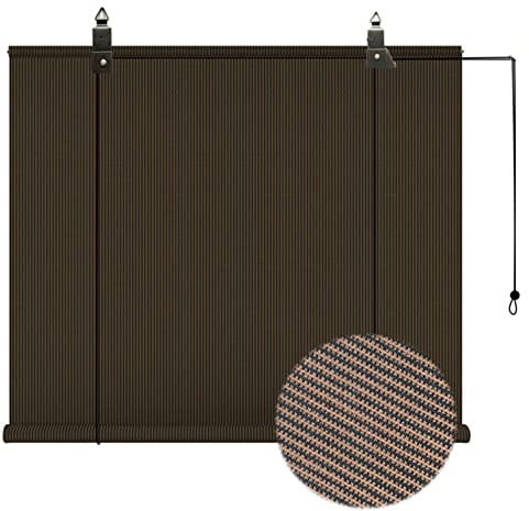 Tenda a Rullo Oscurante per Balcone,Tenda da Sole Marrone per Privacy,Tenda Avvolgibile Termica Traspirante in Polietilene,per Finestre,Pergola Esterna,Decorazione Domestica (W60xH100cm/24x39in)