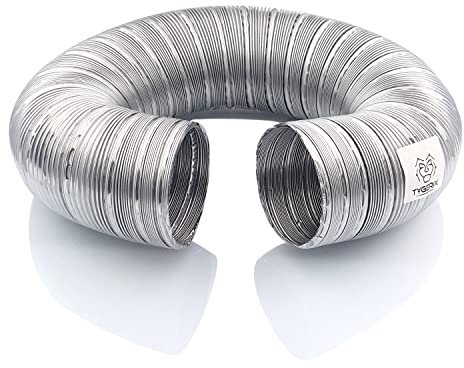 TYGERIX® Flexibles Aluminiumrohr, 70 mm Durchmesser | Ausziehbar bis 1,2 Meter | Hitzebeständig bis 250°C | Aluminiumfarben | Dicker und widerstandsfähiger | Zertifiziert