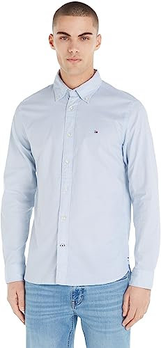 Tommy Hilfiger Chemise Homme Core 1985 Flex Oxford Manches Longues, Bleu (Calm Blue), XL