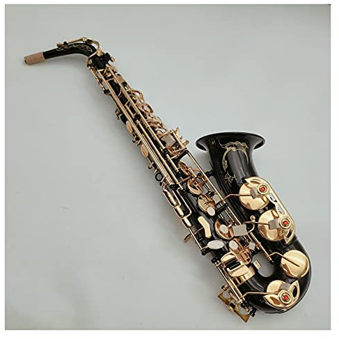 PECY Saxophon Altsaxophon Flach Schwarz Nickelgold- Malenmaterial Professionelles Musikinstrument Mit Zubehör