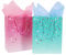 2 Pack Gift Bags with 4 Tissue Paper, Small Medium Gift Bag for Present, Birthday Gift Bag for Women, Wedding, Baby Shower, Graduation Party, Bridal Shower(Blue, Pink)