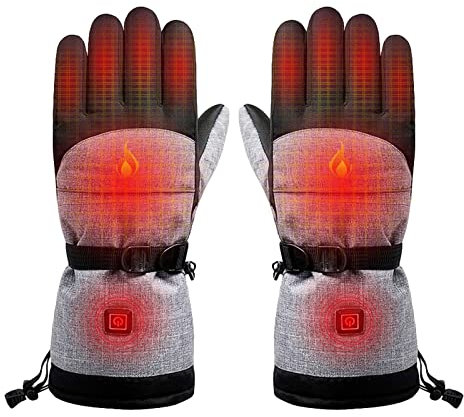 Luckxing Beheizbare Handschuhe Für Herren Damen, 3 Stufige Beheizte Ski Handschuhe Mit 2 AA Batteriefach, Heizung Handschuhe Skihandschuhe Für Motorrad, Radfahren, Wandern, Skifahren, Camping