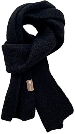 Duories Damen Schal Winter, Unisex Paar Gestrickter Schal Frauen Lange Schals Vintage Große Schal Herren, Weiche Verdickte Warmer Woll Strickschal Langschal Winterschal Knit Long Scarf,Schwarz