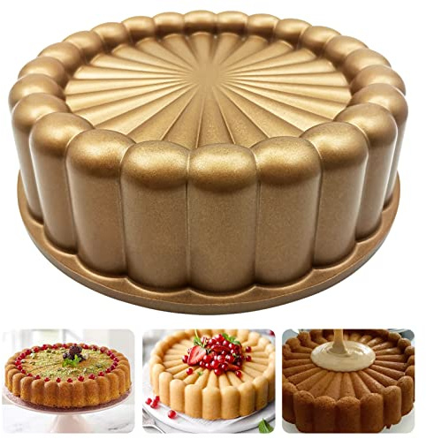 WBJKZJD Charlotte Kuchenform Aluminium Küchenzubehör Dekoration Runde Weihnachten Hochzeit Familie 3D Charlotte Kuchenform (Blumenbordüre)