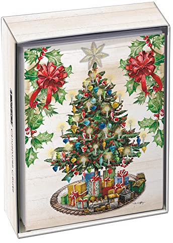LANG Vintage Christmas Luxe Christmas Cards by Tim Coffey, 8 Cards with Matching Envelopes, Linen-Embossed Paper Stock (1025106)
