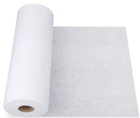 Fusible Interfacing, 11.4 in x 33 yd Polyester Non-Woven Interfacing Single-Sided Interfacing Lightweight Medium Weight Iron-On Interfacing for Sewing, Quilting, Crafting