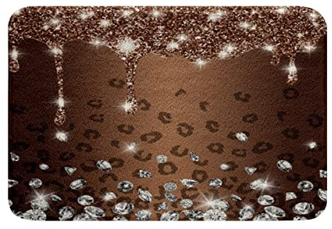 Badematten mit Glitzer-Druck (kein Glitzer) für Badezimmer, Kaffee, Silber, glänzende Tiere, Badezimmerteppich, ultraweich, luxuriös, bunt, glitzernd, für Dusche, Badewanne, Badezimmer-Zubehör