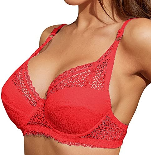 Biancheria Intima da Donna a Coppa Intera Reggiseno Plus Size Reggiseno di Pizzo Regolabile Senza Fili Copriseno BD Cup Reggiseni di Pizzo di Grandi Dimensioni Reggiseno Quinta Coppa D