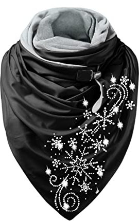 Schwarzer Schal Damen:Dreiecksschal Lifebeautyme Dreieck Kleidung Flauschig Tücher Mit Knopf Schwarz Dreieckstuch Loopschal Herbst Groß Schals Dreieckstücher Halstuch