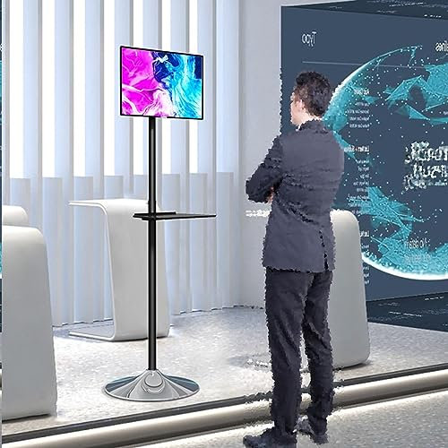 Soporte de Piso para TV para televisores de 17 a 34 Pulgadas Soporte para Monitor - Bandejas Superior e Inferior Ajustables en Altura, Ajuste de ángulo de ±15°, VESA máx 100x100mm