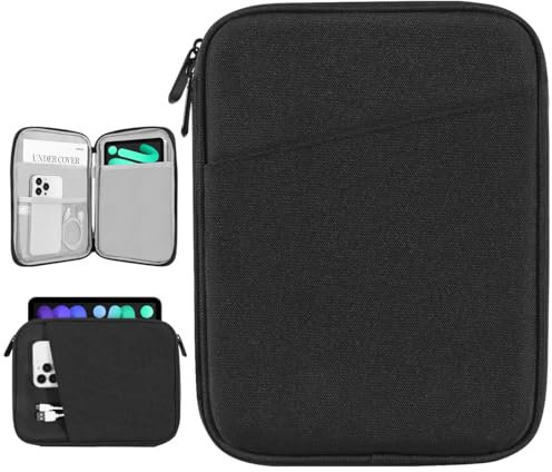 Dadanism 8-9 Zoll Tablet Sleeve Tasche Kompatibel mit iPad mini 7/6 8,3 2024/2021, iPad mini 5/4/3/2/1 7,9, Galaxy Tab A7 Lite 8,7 2021/Tab A 8,0, Tab M8 (4/3/2) 8, Tab M9 9 2023, Schwarz