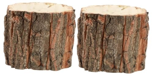 Yardwe 2 Stück Baumstamm-Blumentopf Treibholz-Blumentopf Vintage-Dekor Bauernhaus-Küchen-Dekor Vase Retro-Blumentopf Rustikales Dekor Blumenarrangement Blumentopf Aus Holz
