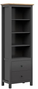 BLACK RED WHITE® Highboard Hesen | Standschrank Kommode mit viel Stauraum in Modern Style | 44 x 71 x 203 cm | Highboard Mehrzweckschrank für Arbeitszimmer, Schlafzimmer | Eiche