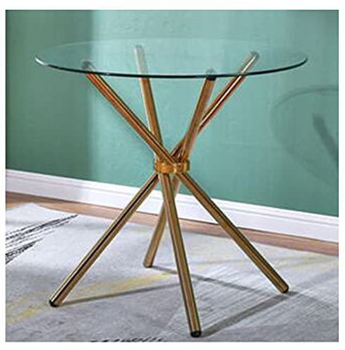 Table d'appoint, Table à Manger Ronde en Verre Trempé avec Pieds en Métal Chromé Table à Manger de Cuisine Compacte Gain de Place Restaurants Pub Bureau et Café(Size:Round 90cm,Col