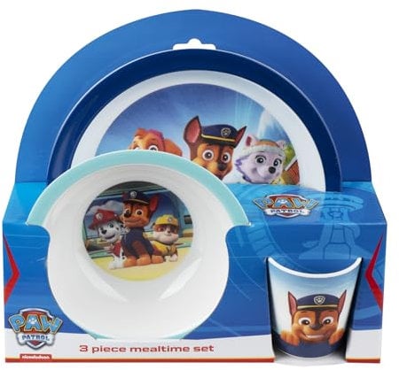 Barbo Toys - Service de table pour enfants - A partir de 6 mois - Le service de table comprend une tasse, une assiette et un bol, tous décorés de belles images de Paw Patrol