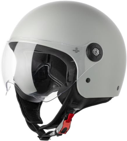 VINZ Duoro Roller Helm Jet Helm Mopedhelm Herren und Damen | in Gr. XS-XXL | Jethelm mit Visier | ECE 22.06 Zertifiziert | Motorradhelm | Erhältlich Grau