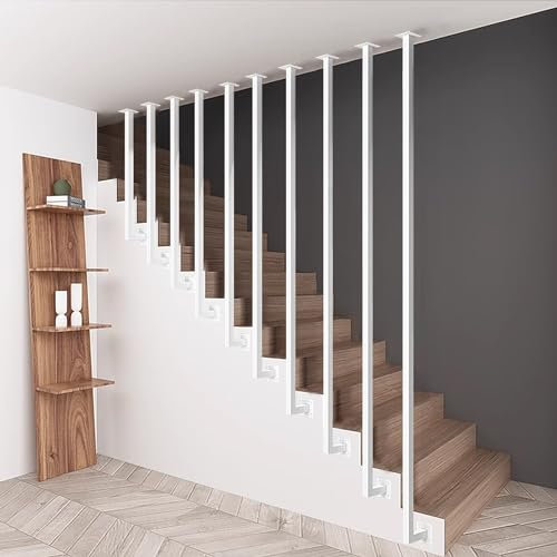 White Handrail for Stairs Indoors Outdoors Grab Bar Railing,L-Shaped Staircase Banister Hand Rail Wrought Iron Balustrade Guardrail for Corridor Attic Step Fence Pole (Size : 2ft/60cm)