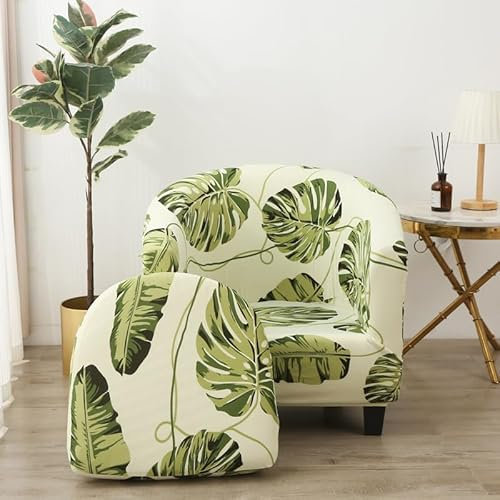 Morbuy Sesselbezug Stretch, 2er Set Sessel Überzug Universal Sesselhussen Waschbar Sesselüberzug Hussen Cocktailsessel Clubsessel Überzug - Weich, Elastisch, Moderne Drucke (Beige)