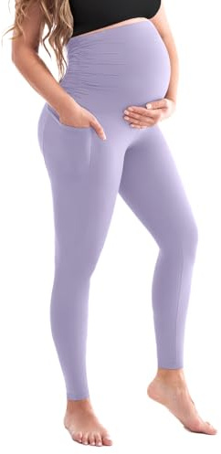 SINOPHANT Leggings de maternidad para mujer, cintura alta, pantalones de maternidad con bolsillos, opacos, suaves, elásticos, ropa de maternidad, hogar, yoga