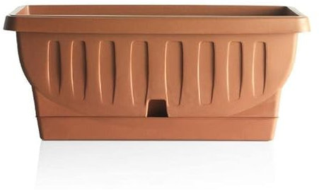 bama Fioriera Vaso Natura con Riserva Colore Terracotta 20 x 9,5 x 9 cm